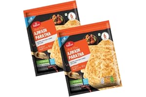 VEENAS Haldiram's Ajwain Paratha | Minute Khana | 6 Pieces | Authentic Layered Bread Flavoured With Ajwain | Frozen | Indian Origin | 360g (Pack of 2)