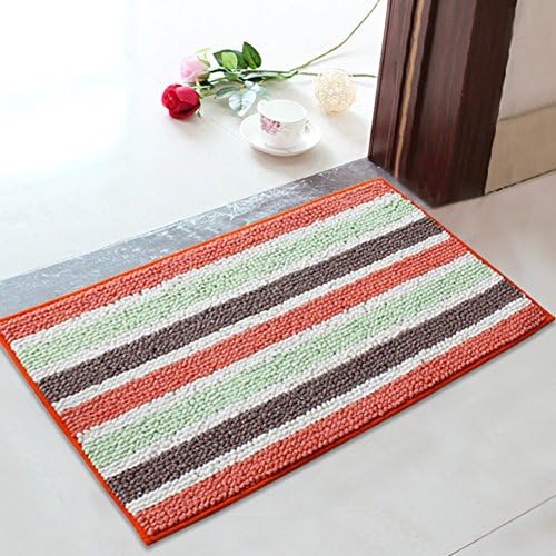 Fresh Snow Chenille Striped Anti-slip Mats,Water Non-slip Bathroom Mats-E 48x78cm(19x31inch)