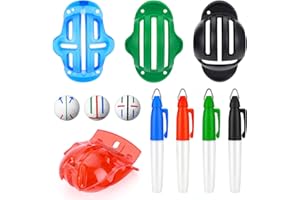 YIROCHAN 8 Pcs Golf Ball Markers - Golf Marker Tools Golf Ball Alignment Kits with 4 Golf Ball Line Markers & 4 Colors Golf Ball Marker Pens for Men Women Outdoor Golf Training Golf Accessories Golf Gift