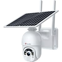 Ctronics Überwachungskamera Aussen 14400mAh Akku, 100% Kabellos PTZ Digitaler Zoom Kamera mit Solarpanel, WLAN IP Kamera…