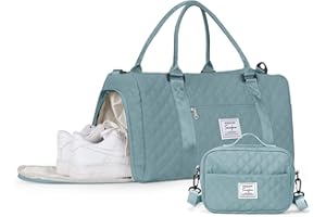 WEPLAN Reisetasche Damen Sporttasche mit Schuhfach & Kulturtasche Handgepäck Tasche Weekender Bag Schwimmtasche,Wasserdicht Travel Duffle Bag,Overnight Weekend Fitnesstasche für Reise Gym,Hellblau
