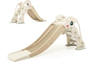 Baby Vivo Kinder Rutsche Delfin - für Indoor & Outdoor - Kinderrutsche Gartenrutsche Kleinkinderrutsche abgerundete Ecken & Kanten aus Kunststoff - Braun