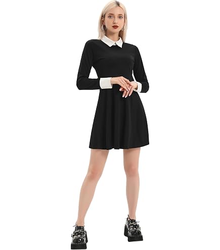 Guirca Wednesday Addams Damen-Kostüm – Schwarz-weiß, Einheitsgröße, Perfekt Für Halloween & Karneval
