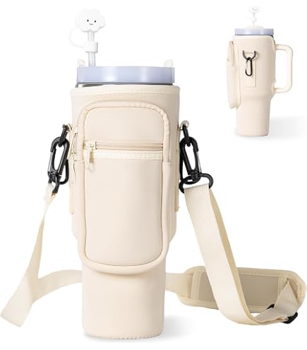Klapp-Trinkhalm-Deckel Für Stanley H2.0 Quencher - Auslaufsicher, BPA-frei, 2 Deckel + 2 Strohhalme, Beige