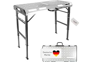 Lemodo Werkbank, Schweißtisch klappbar, Arbeitstisch höhenverstellbar, Werktisch aus Stahl, belastbar bis 450 kg, kompakt faltbar, 7-Fach höhenverstellbar, Multifunktionstisch, Werkzeugtisch
