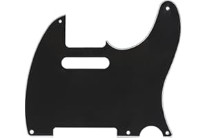 Musiclily 5 Löcher Vintage Tele Schlagbrett Pickguard für Fender USA/Mexikanische Telecaster E-Gitarre, 3 lagig Schwarz