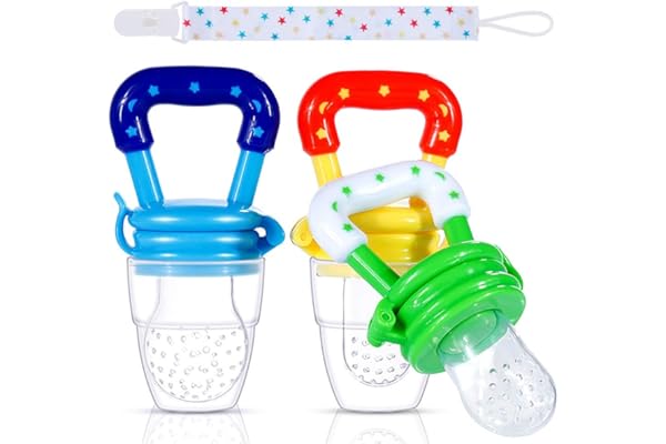 Faburo Chupete Fruta Bebe 4 Pcs | Mordedor Bebe Refrigerante Silicona, Cosas para Bebes con Chupetero Personalizado para Bebes, Alimentador Antiahogo Chupete Comida Accesorios Baby 3~12 Meses