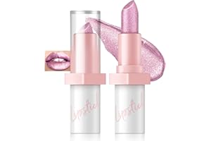 Noerrors Metallic Pink Frost Glitter Lipstick, High Impact Shine Lipcolor, Transfer Proof Diamond Creamy Nude Light Pink Lipstick, Long Lasting Shimmer Non Stick Cup Lightweight Makeup for Women#01