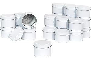 JULWHISPER White Candle Tins 4oz, 24 Piece Bulk Candle Containers for Candle Making Supplies Wholesale Candle Tin - White