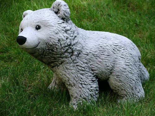 Steinfigur Berlin B„r 02 27 cm ca.11,3 kg grau-patiniert Frostfest Stein Nr.035 - 2