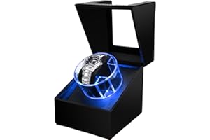 ZEID Single Automatic Watch Winder with LED Light Soft Flexible Watch Pillow AC Adapter Quiet Motor 2 Rotation Modes 1 Slot Watch Winder box