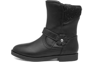 Walkright Girls Black Knitted Collar Flat Boot