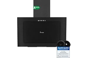 KKT KOLBE A+++ Dunstabzugshaube 60 cm | Umluft Abluft | Kopffrei | Wandhaube | Schwarz Stahl | LED-Beleuchtung | 3 Gebläsestufen | inkl Aktivkohlefilter | VTH6004S