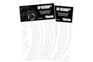 VFLUO GP Design, (Paquete de 2) Kit de Cintas, Rayas Retro Reflectantes para Llantas de Moto (1 Rueda), 3M Technology, Anchura Normal : 7mm, Blanco