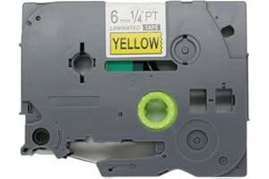 BROVACS 1 opakowanie czarna na żółtej taśmie do etykiet kompatybilna z Brother P-Touch TZ 611 TZe 611 6 mm 1/4" OPA1161