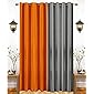 India Furnish Eyelet Fancy Polyester Grey & Orange Colour Window Length Curtain - Pack of 2 Pcs (60"x48")