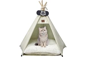 Whiwhi Namiot dla psów tipi z grubą poduszką, legowisko dla kota/psa, zdejmowany i nadający się do prania, namiot dla szczeniaków, domek zabaw, koty, namiot, 60 x 60 x 70 cm