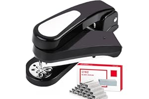 XUBX Agrafeuse pivotante à 360° avec 1000 agrafes, capacité de 20 feuilles, Métal de haute qualité Antidérapant et antirouille Agrafeuse portable pour le Bureau, la Maison, l'école (Noir)