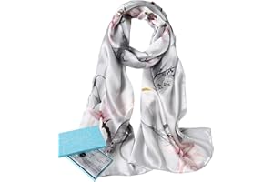 LIVLOKO LONDON Gift Box Womens Silky Satin Scarf, Ladies Large Lightweight Smooth Shawl & Wrap for Women UK, Chiffon Head Hair Hijab, Neck Twilly, Wedding Scarves Collection for Young or Older Women