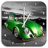 getunter Oldtimer schwarz/weiß, Wanduhr Quadratisch Durchmesser 28cm mit weißen spitzen Zeigern und Ziffernblatt, Dekoartikel, Designuhr, Aluverbund sehr schön für Wohnzimmer, Kinderzimmer, Arbeitszimmer