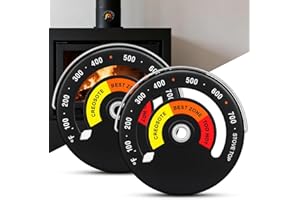 NUTKIT Termómetro Magnético para Estufa, 2PCS Termómetro de Tubo para Estufa de Leña,Termómetros Magnético de Gran Tamaño de Redondo,para Medidor de Temperatura para Chimenea,Accesorios para Quemador