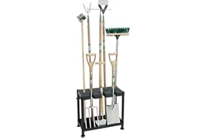 PREMZO Garden Tidy Tool Rack Shed Storage Organiser Equipment Caddy Gardening Accessories Holder Stand Garage Yard Space Saving Rakes, Shovels & More (2-Tier Tidy Tool)