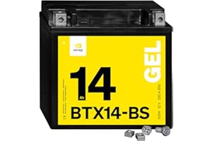 Denagi 51214 GEL BTX14-BS Motorradbatterie 12V 14Ah, Ersetzt YTX14-BS, wartungsfrei versiegelt vorgeladen