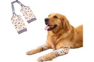 MEIAOBEST Manicotto protettivo per articolazioni anteriori per cani, gomiti, con imbottitura in rete, per cani di taglia media e grande, previene leccare ferite, XXL (giallo)