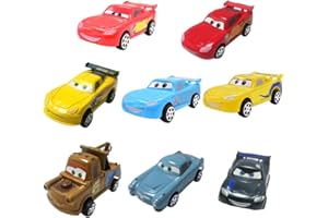 NTEVXZ 8Pcs Cars Giocattoli Set,Lightning Mini Cars,Mini Macchinine per Bambini,Giocattolo con Dettagli Colorati dei Personaggi,Torta Decorazioni Cars Tema Compleanno Feste per Bambini Decorazioni Forniture