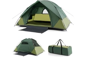 GOPLUS - Tienda de campaña para 2 personas, ligera y portátil con toldo, alfombra de suelo, bolsa de transporte, lona de PE impermeable, tienda domo para senderismo, pesca, 216 x 156 x 116 cm