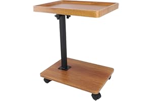 EJOYOUS stolik kawowy z kółkami, regulowana wysokość, drewniany, do sypialni i salonu