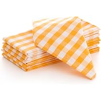 Serviettes En Coton Vichy - Lot De 6 Pour Table Et Hôtellerie - 45x45 Cm - Jaune Vif