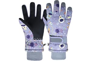 QKURT Rękawiczki narciarskie dla dzieci, zimowe ciepłe rękawiczki śnieżne, wiatroodporne rękawice snowboardowe dla dziewcząt i chłopców, zimne rękawiczki sezonowe dla dzieci od 1 do 9 lat rower i