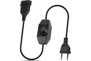 BRIMETI Regolatore Dimmer 2M LED Interruttore Dimmerabile All'infinito 220-240V, 100W Max Interruttori Dimmer per Lampade a LED Rotativo Con Cavo e Spina, per Lampadina Dimmerabile (Nero)