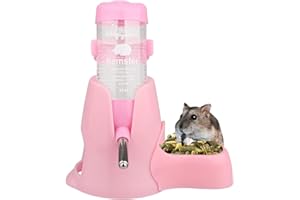 Norhogo hamster water bottle with stand, Hamsters Water Bottle Automatic Feeder with Stand 80ml ater and Food Dispenser for Small Animals, Guinea Pig, Rat, Rabbit, Dwarf, Gerbil, Chinchilla, pink