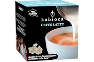 Kabioca - Caffe Latte doux et réconfortant - 16 Dosettes d'origine végétale pour préparation Caffe Latte - Dosettes tout en un compatibles avec machine Dolce Gusto capsules®
