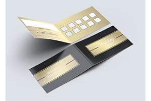 PRINTSERVIS Cartes de fidélité pliantes 10 boîtes design multi-usages pour esthéticienne coiffeuse boutiques bar barbier, fidélité carte multifonction confiance vos clients (50 pièces) (noir doré)