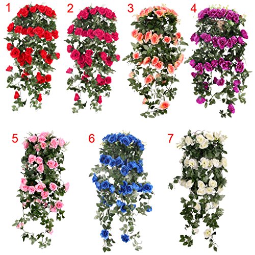 Romatic Künstliche Rose Blume Kunstblumen Haus Hochzeit Wand Hängen Dekor – Rot, XL - 9