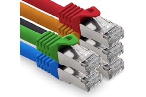 freiwerk 2,0m - 5 Farben 02 CAT.7 Netzwerkkabel Lan Ethernet Patch Kabel S-FTP LSZH PIMF 10GB s RJ45 Stecker Cat6a