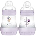 MAM Easy Start Anti Colic 5 oz Baby Bottle, Easy Switch Between Breast and Bottle, Reduces Air Bubbles and Colic, 2 Pack, Newborn, Matte/Girl