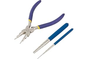 BENECREAT Juego de Herramientas para Enrollar Cables con 2PCS Mandril de Bucle de Alambre y 1 PC 6 en 1 Alicate para Envolver Alambre de Joyería y Formar Anillos de Salto
