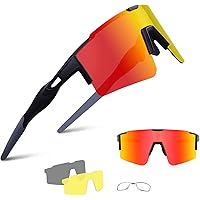 BangLong Polarisierte Sonnenbrille, Fahrradbrille Herren Damen UV 400 Schutz mit 3 Wechselgläser, Schutzbrille Sportbrille fü