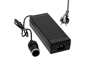 Vegena Adaptador de red para coche, convertidor de tensión de 220 V a 12 V, 180 W/15 A, adaptador de corriente con encendedor de cigarrillos para frigorífico, aspiradora, nevera de coche, compresor o