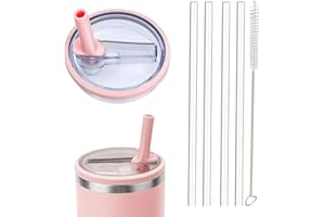 MOECSHSY Tapa a prueba de fugas para la Copa Stanley,1 Pack repuesto apto para la Copa Stanley, Reutilizable Vaso Cubierta Juegos con 4 pajitas y 1 cepillo de limpieza (Pink, 30 oz)
