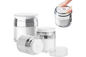 Gsrhzd airless pumpspender, airless pump jar, 3 Stück auslaufsichere Cremetiegel-Vakuumflasche, leere nachfüllbare Kosmetik-Luftpumpengläser, tragbarer Reisen Kosmetikspender (2×30 ml, 1×50 ml)