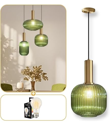 Suspension En Verre Globe Couleur Ambre - Support Bronze Doré - Hauteur Réglable 120 Cm - Douille E27
