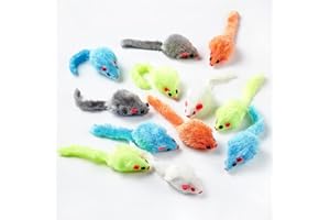 FadyDail Katzenspielzeug Maus für Katzen im Innenbereich, 12 Stück 5 Farben Interaktives Katzen Maus Spielzeug Spielmaus für Katzen, Fell Mäuse Kätzchen Spielzeug Mäuse mit Rasselgeräuschen