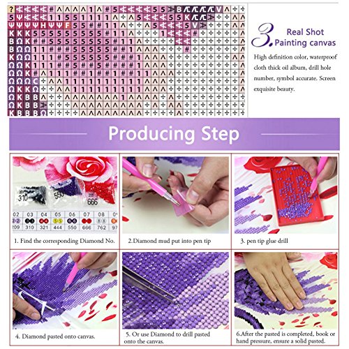 Moresave Rose 5D DIY Diamant Malerei Kreuz-Stich - 3