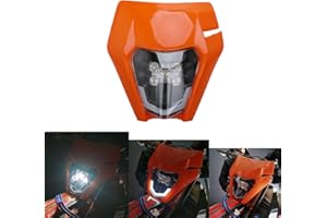 USTPO Motorrad-Scheinwerfer-Scheinwerfer, Universal-Scheinwerferverkleidung, Tagfahrlicht, kompatibel mit den meisten Dirt Bikes, Motocross, EXC, SXF, Enduro, Supermoto, Orange