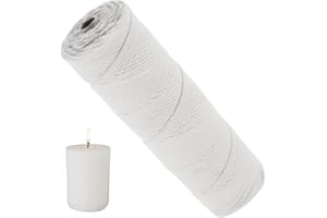 Rayong Stoppino per Candele 150m Stoppini per Candele fai da te,Stoppini Candela in Cotone di Naturali,Stoppino per Candele,Naturale Cotton Core Bianco Candele